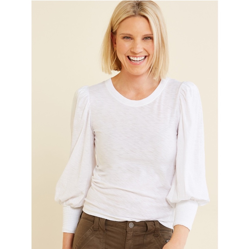 Nation LTD Loren Smocked Peasant Tee Size S